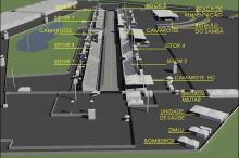 Maquete virtual do Complexo Cultural do Porto Seco, onde ocorrem os desfiles